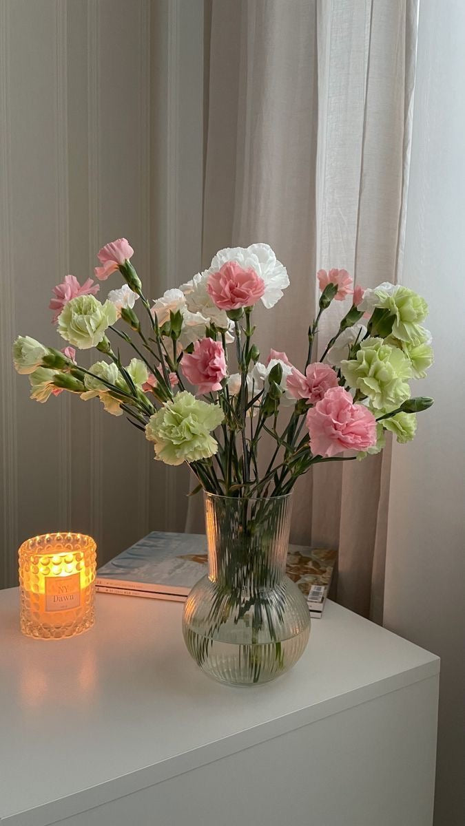Glass Ribbed Vase